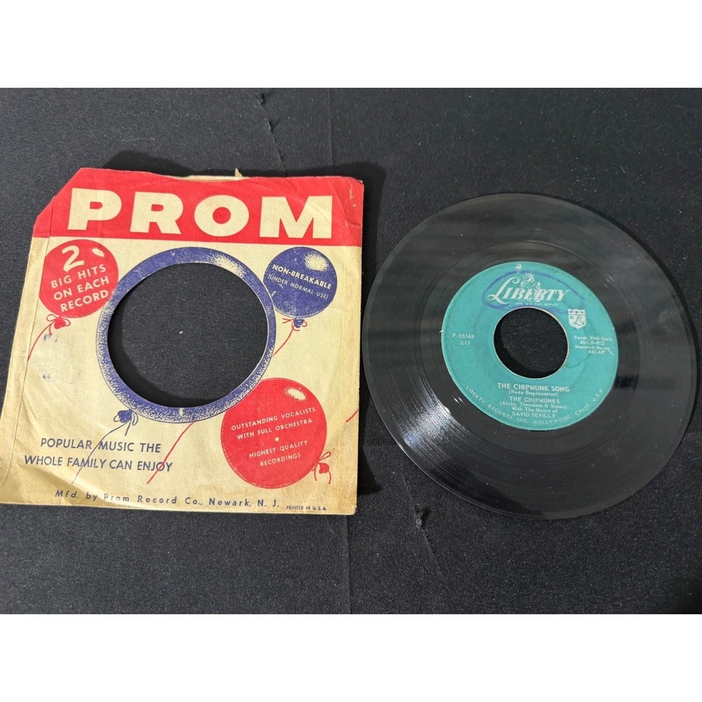 Liberty Records The‎ Chipmunk Song 7" 45 RPM Black Vintage Novelty 1958 F55168